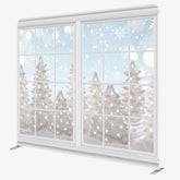 Aperturee - Aperturee Christmas Winter Window Snow Square Tension Backdrop